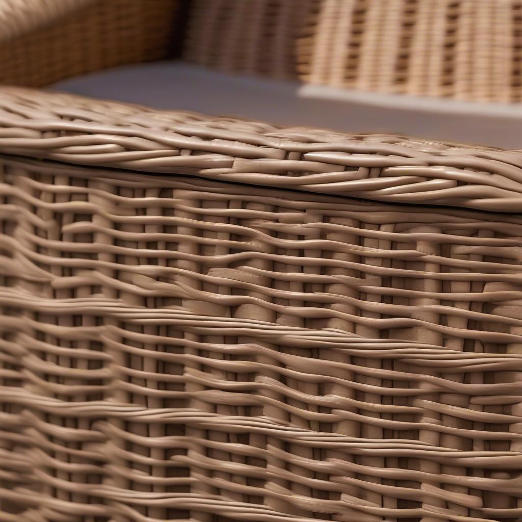 Close-up Detail of Suncast Resin Wicker Storage Seat