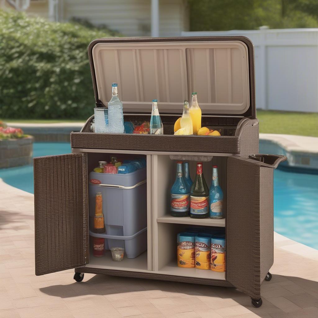 Suncast Wicker Cooler Cart Features