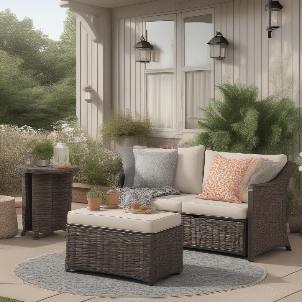 Suncast Wicker Loveseat Styled Patio