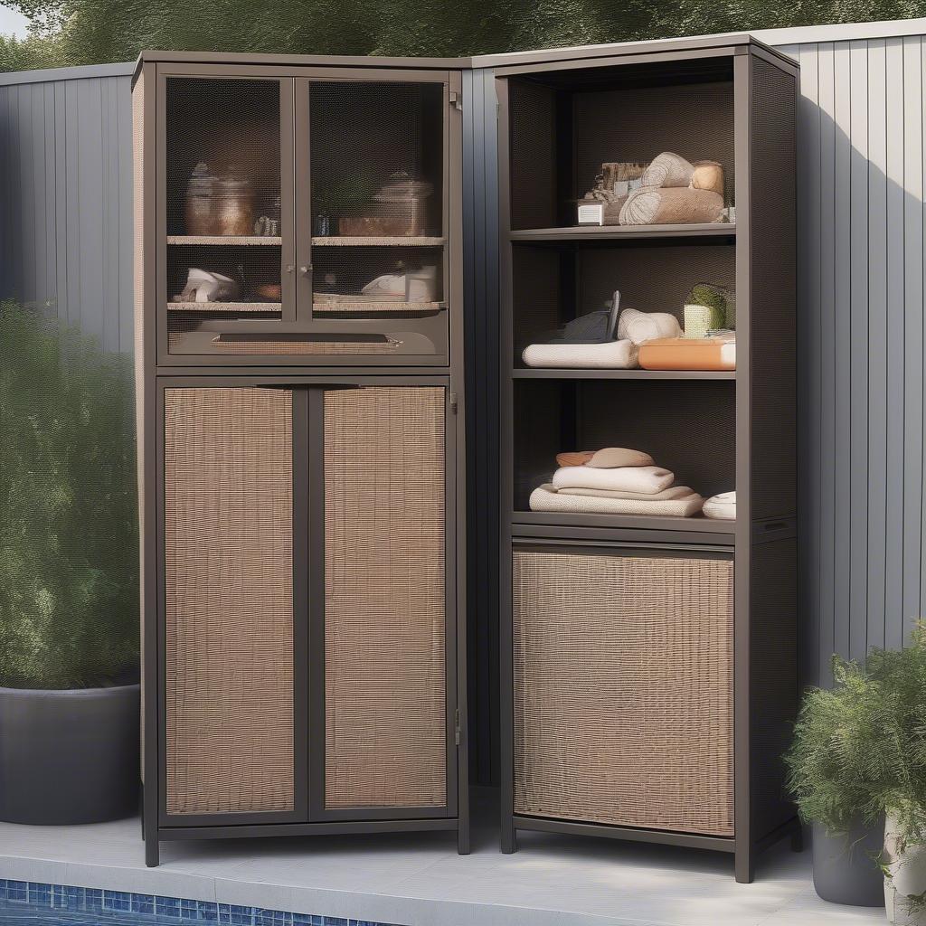 Comparing Sizes of Tall Outdoor Wicker Storage Cabinets