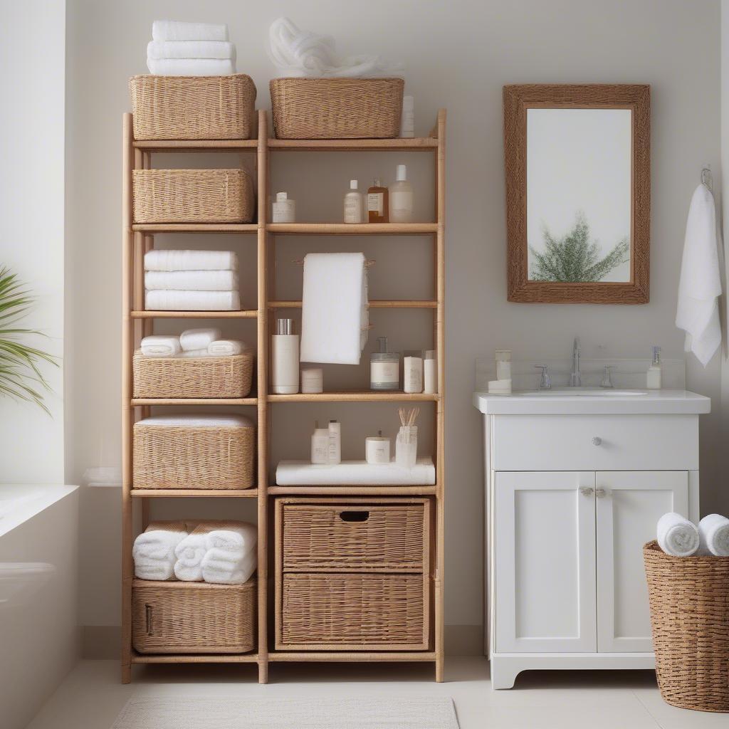 Tall Wicker Bathroom Storage Ideas