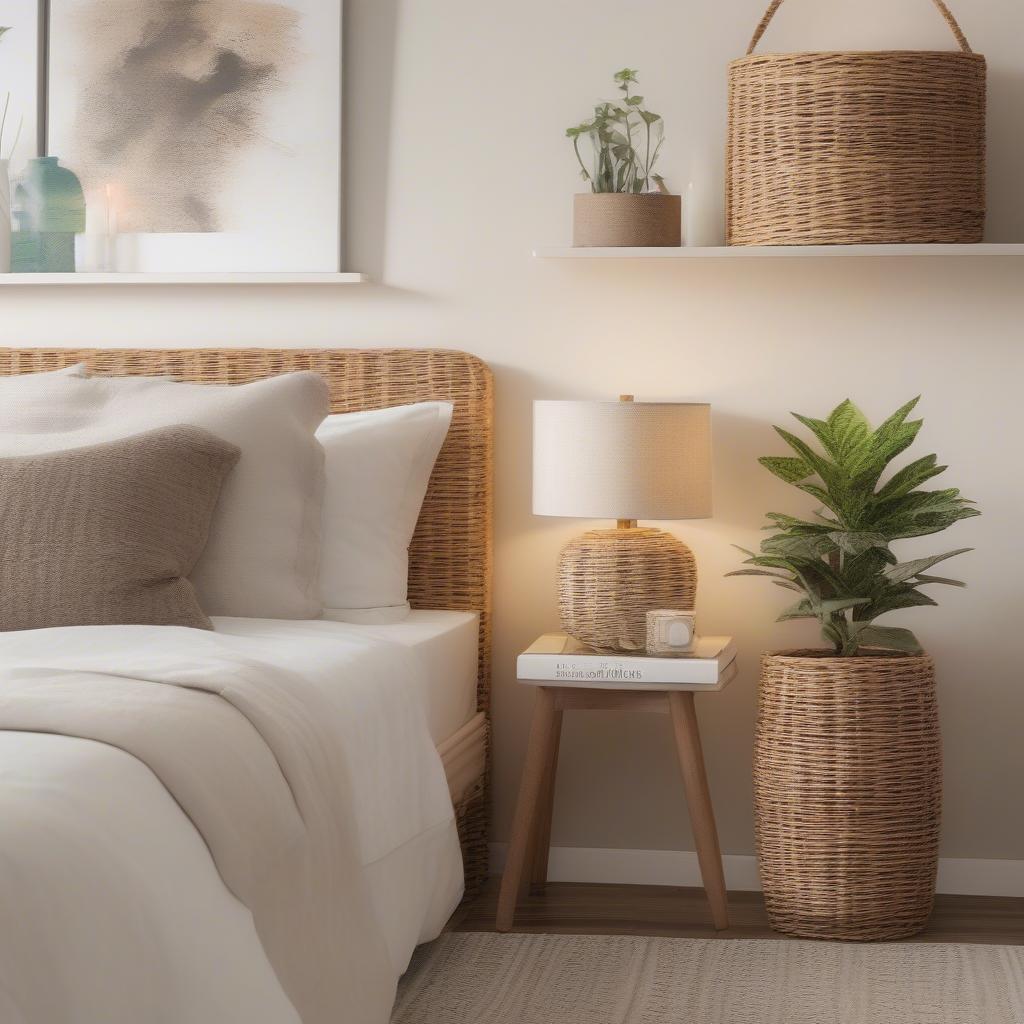 Target Wicker Storage Cubes in Bedroom