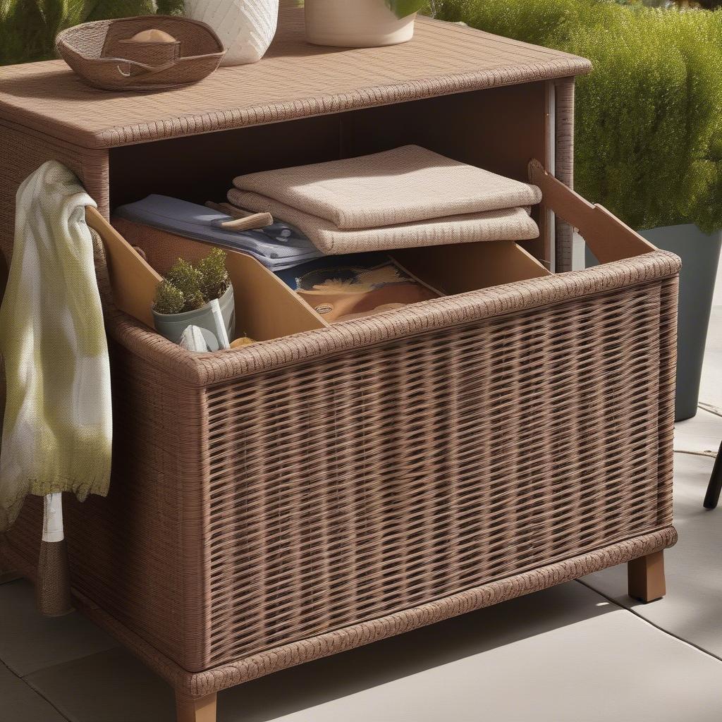 Threshold Wicker Patio Storage Accent Table: Stylish Organization