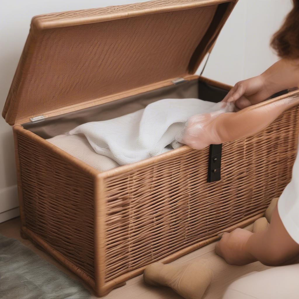 Threshold Wicker Storage Trunk Care