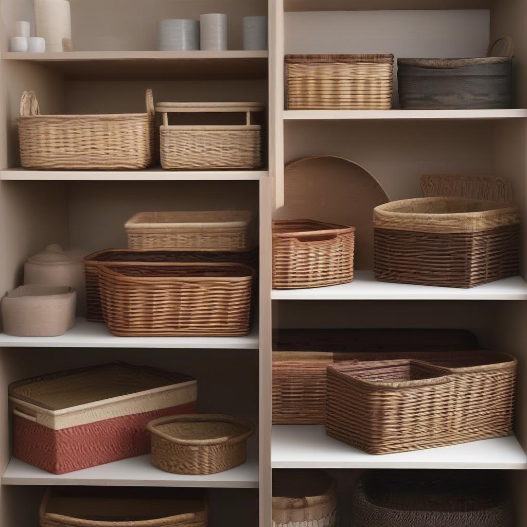 Variety of Tray Wicker Storage Baskets