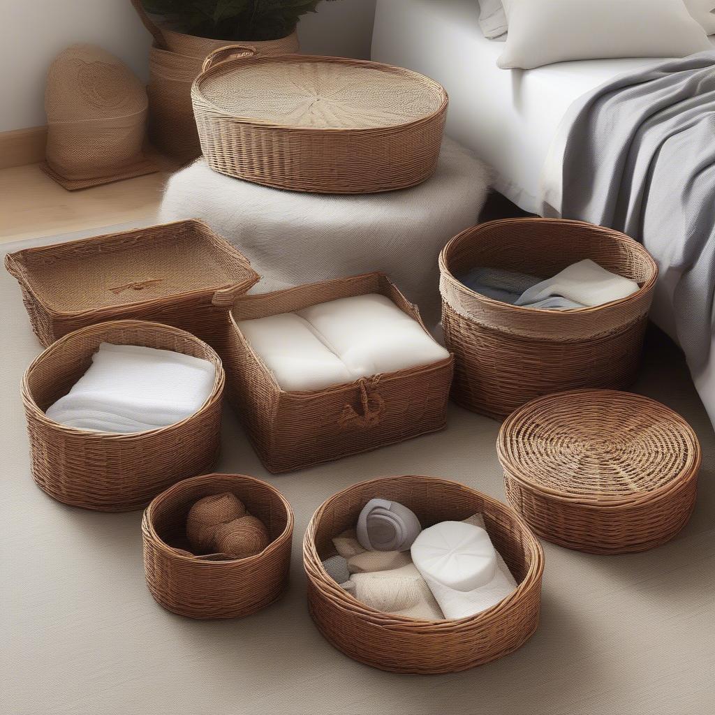 Variety of Under Bed Wicker Storage Baskets