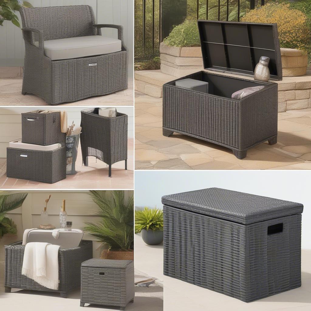 Variety of Grey Suncast Resin Wicker Storage Seats