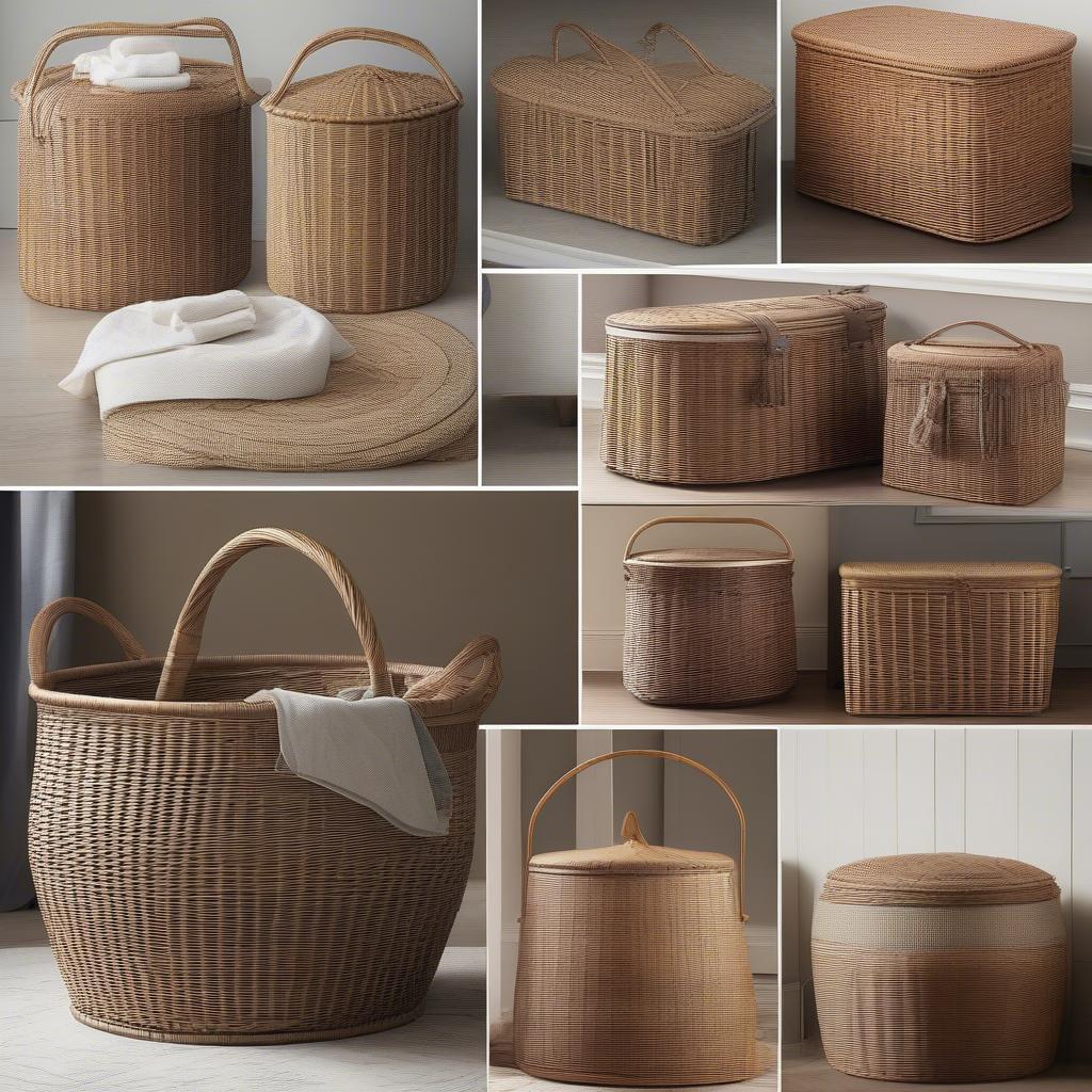 Variety of large wicker storage baskets with lids