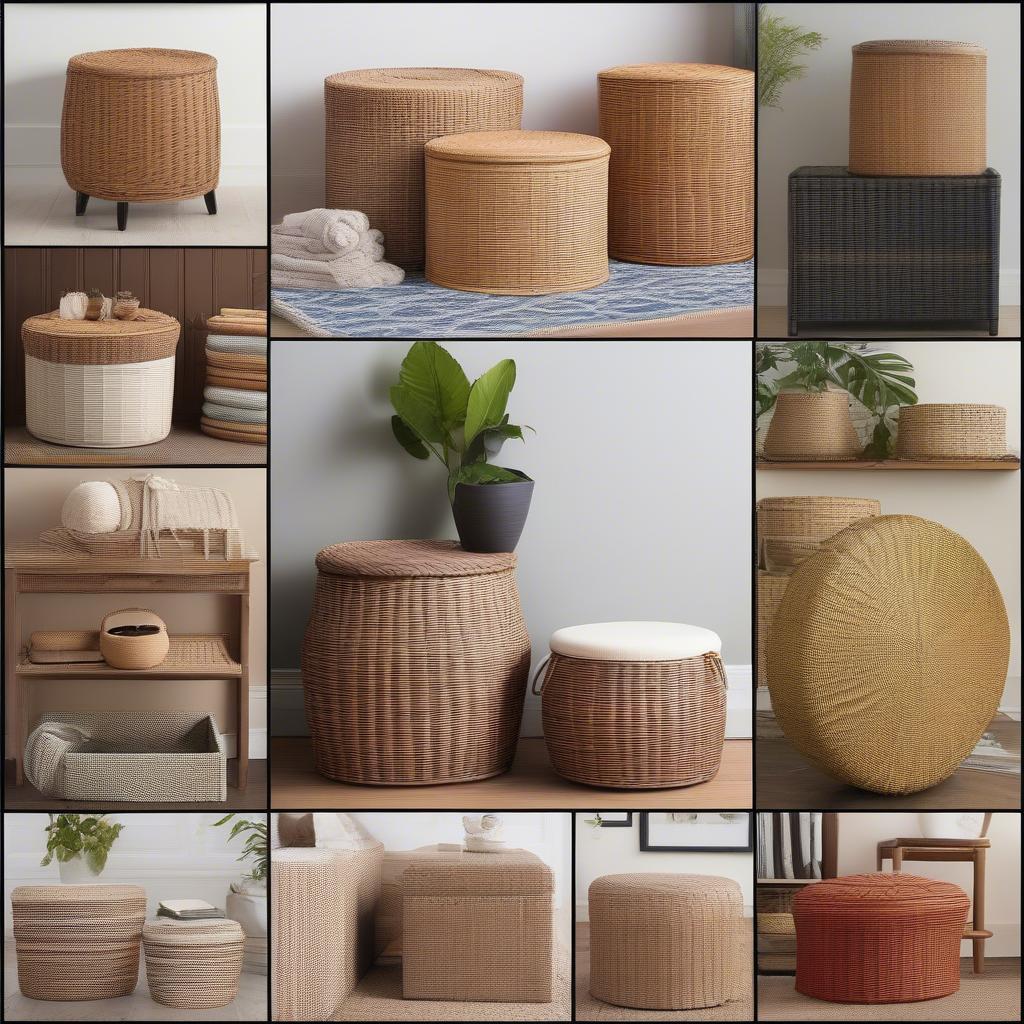 Different types of round wicker storage solutions