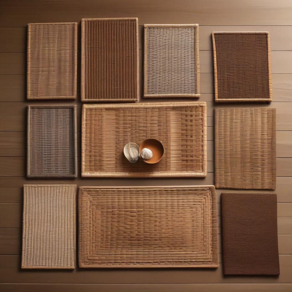 Different styles of square wicker placemats