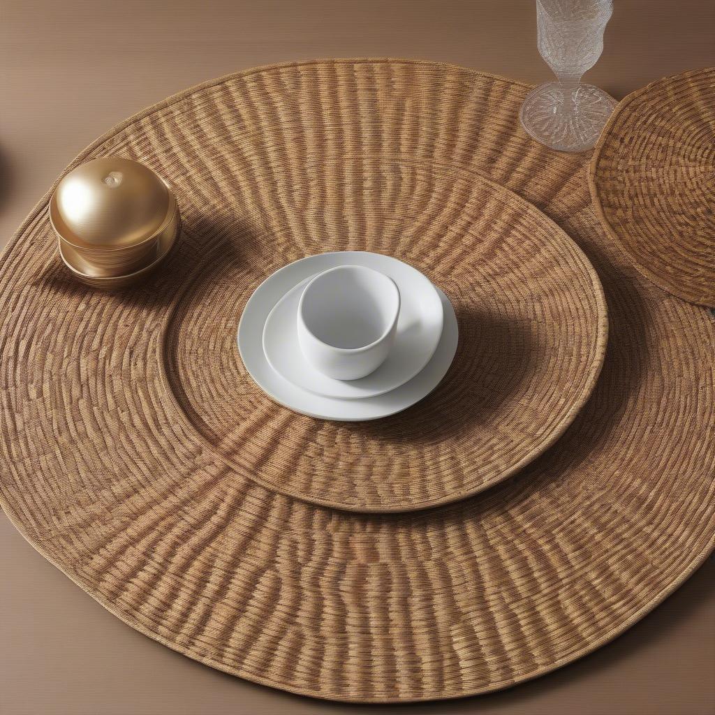 Variety of Straw Wicker Placemats in Different Shapes and Sizes