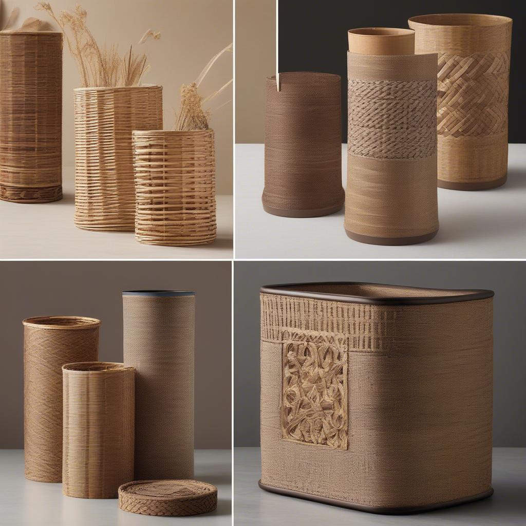 Different styles of wicker paper holders