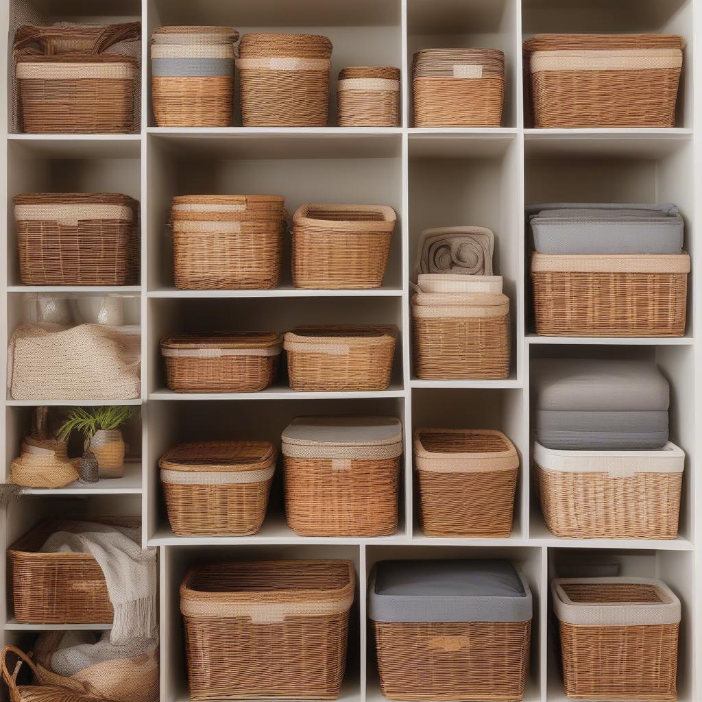 Variety of Wicker Storage Shelf Baskets