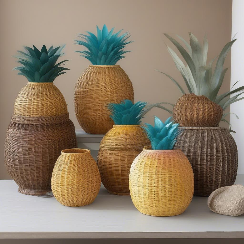 Variety of Wicker Pineapple Baskets