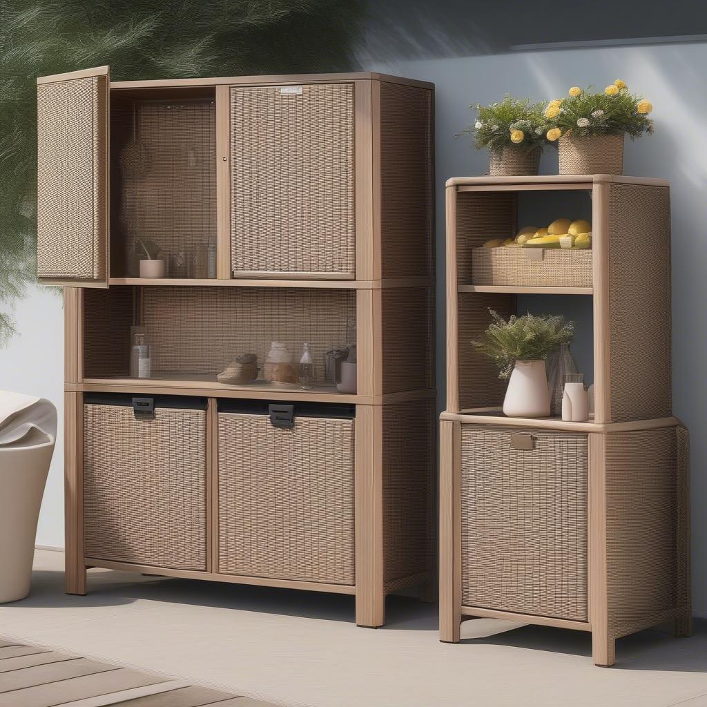 Various Sizes of Mimosa Mandalay Wicker Cabinets