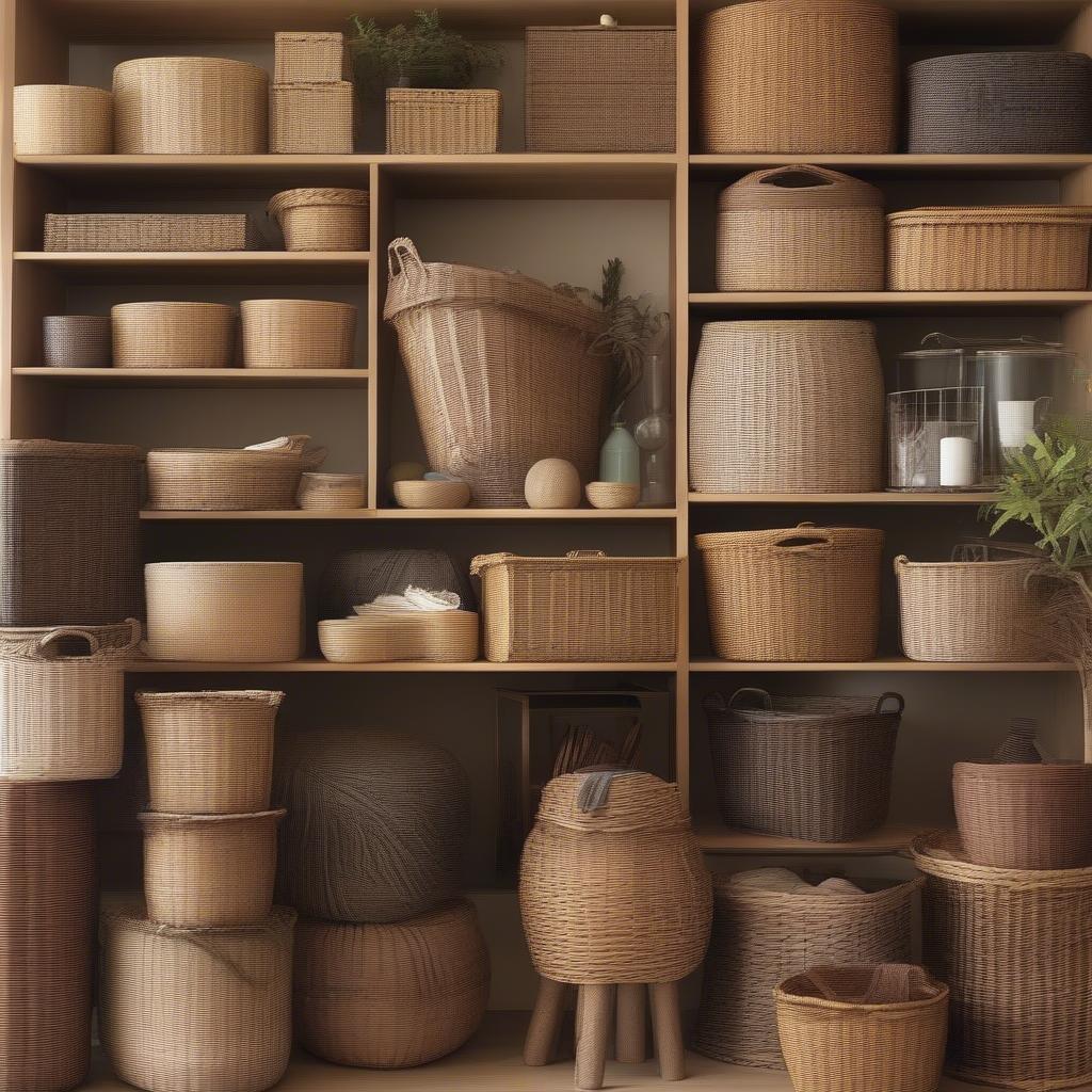 Different styles and materials of 12-inch wicker storage baskets