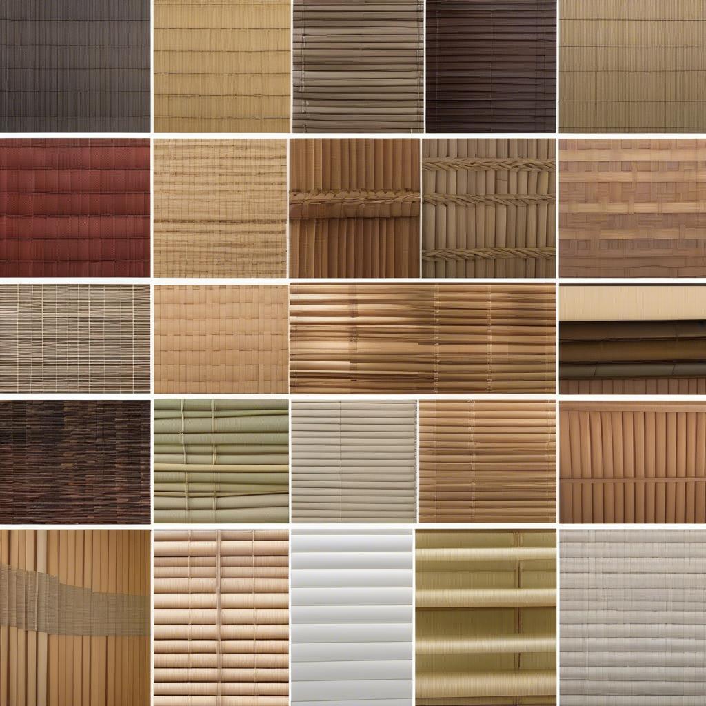 Different styles of wicker blinds showcased.