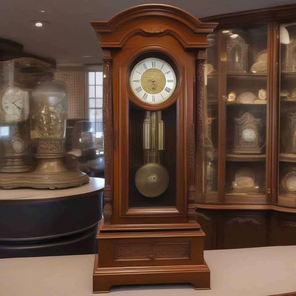 Vintage Grandfather Clock Curio Cabinet with Original Wicks