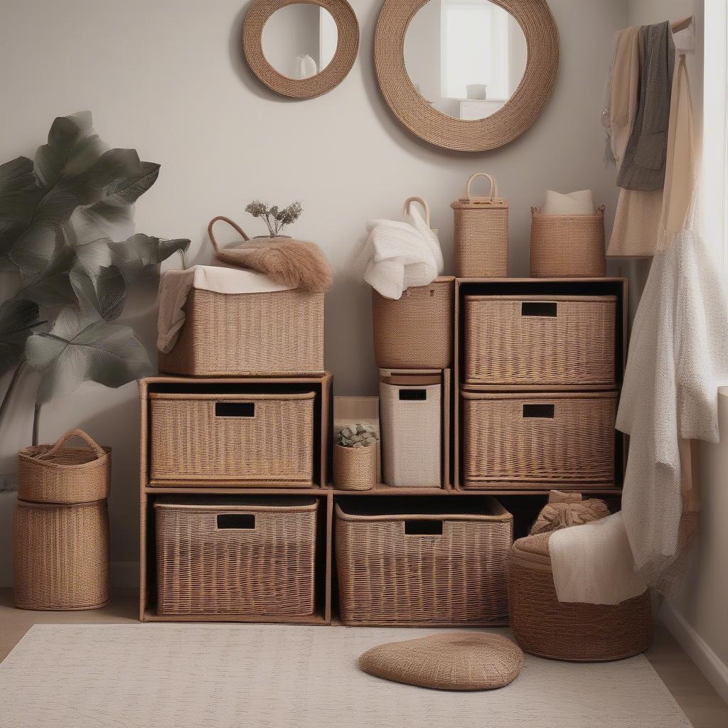 Organizing a Bedroom with Vintage Square Wicker Baskets