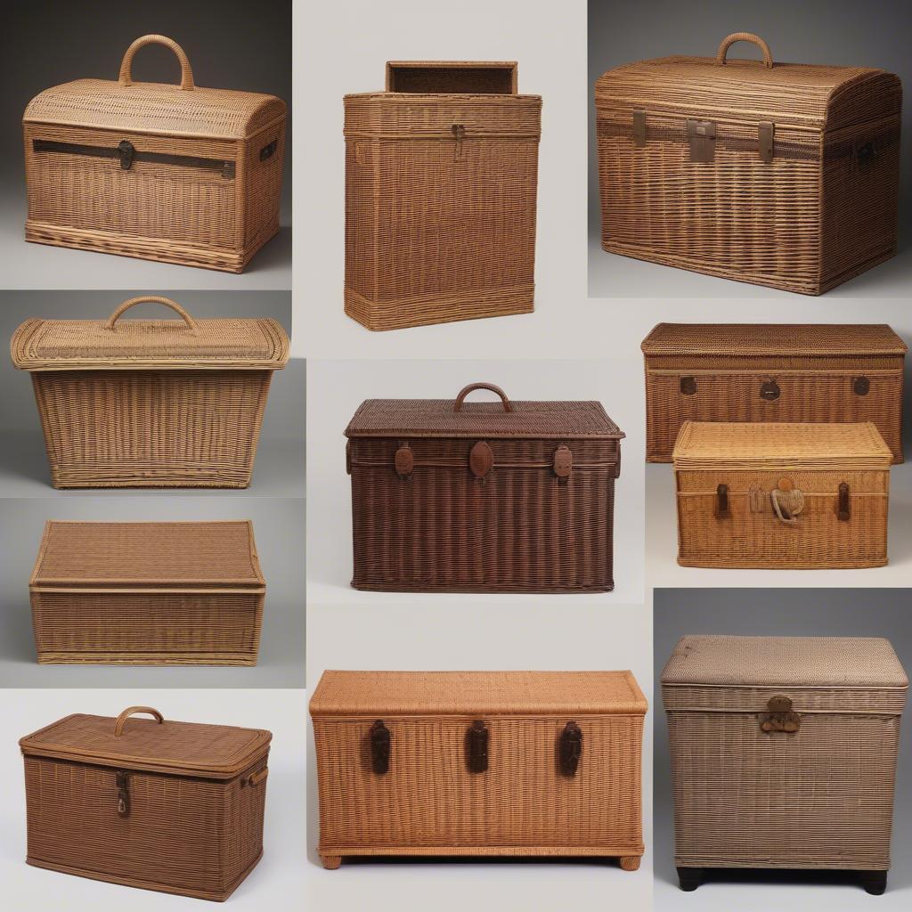 Different Styles of Vintage Wicker Storage Trunks