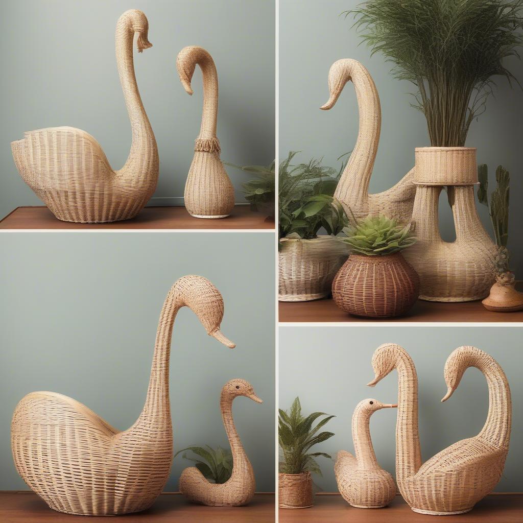 Different Styles of Vintage Wicker Swan Plant Holders