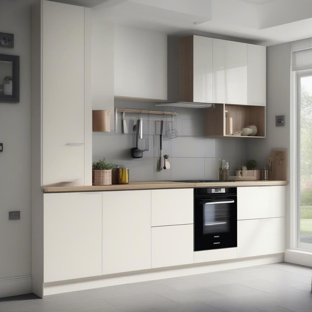 Modern Kitchen with Wall-Mounted Cabinets using Wickes Rail System