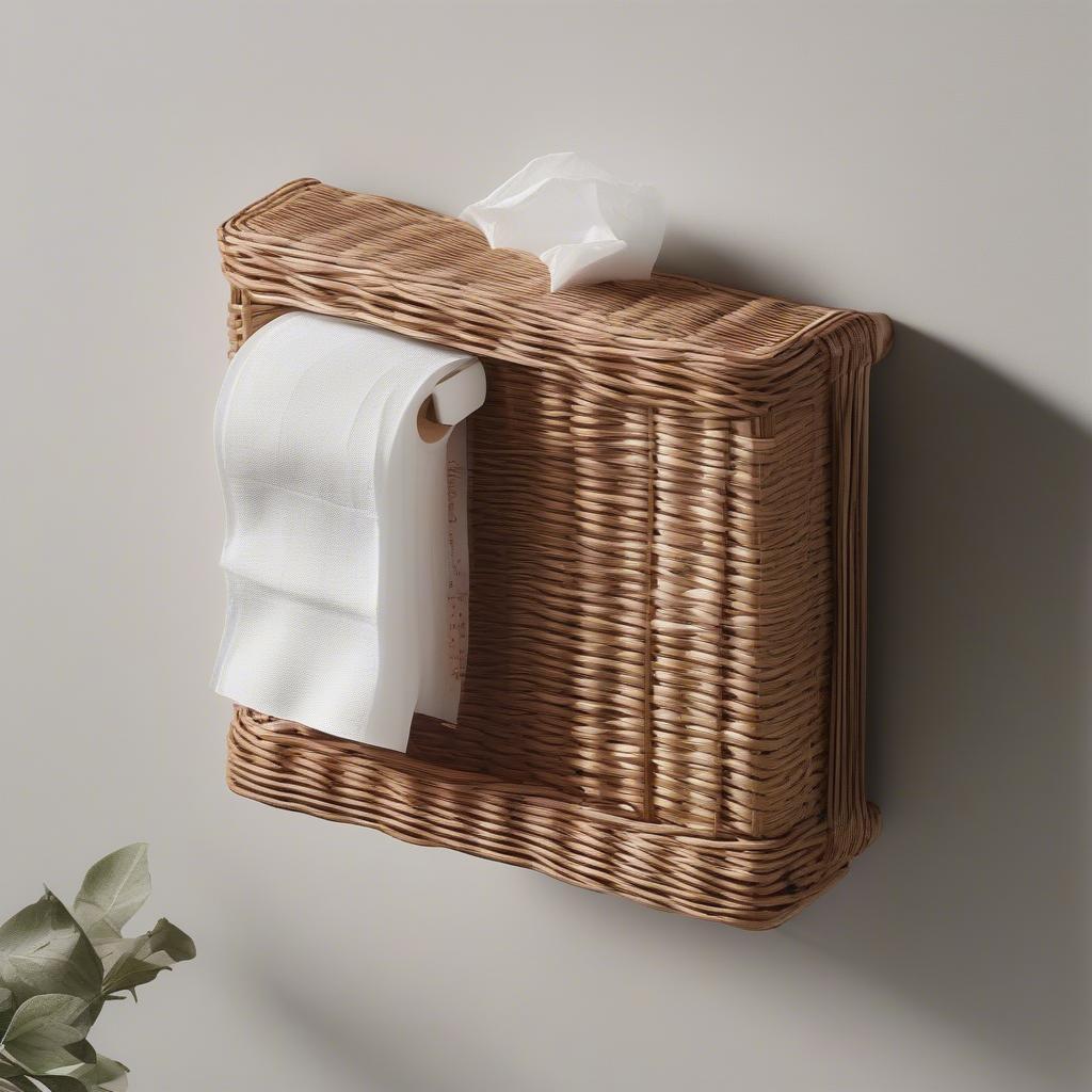 Wall-Mounted Wicker Tissue Holder