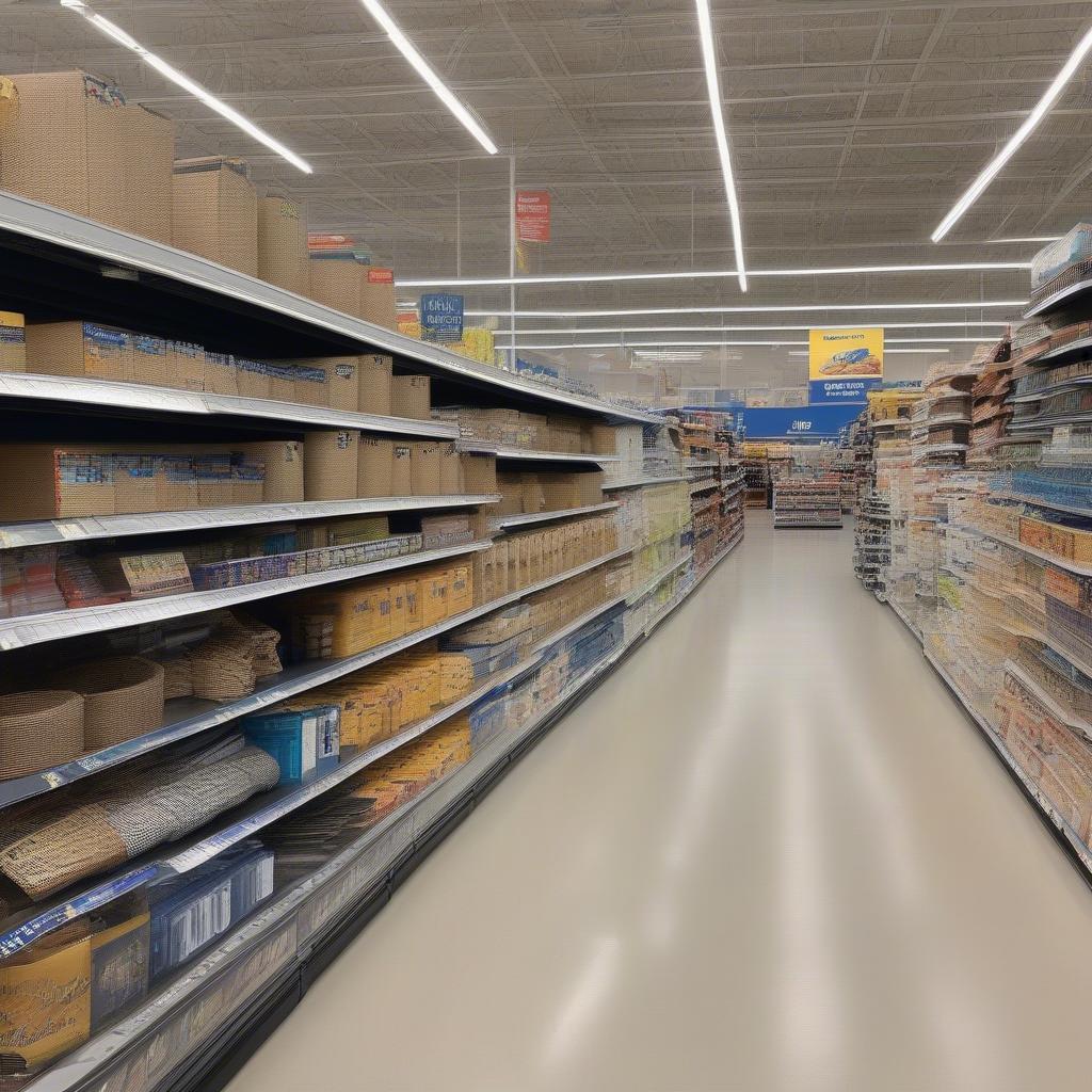 Display of various wicker storage options at a Walmart store.