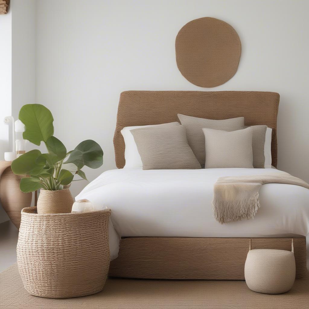 Water Hyacinth Basket in Modern Bedroom