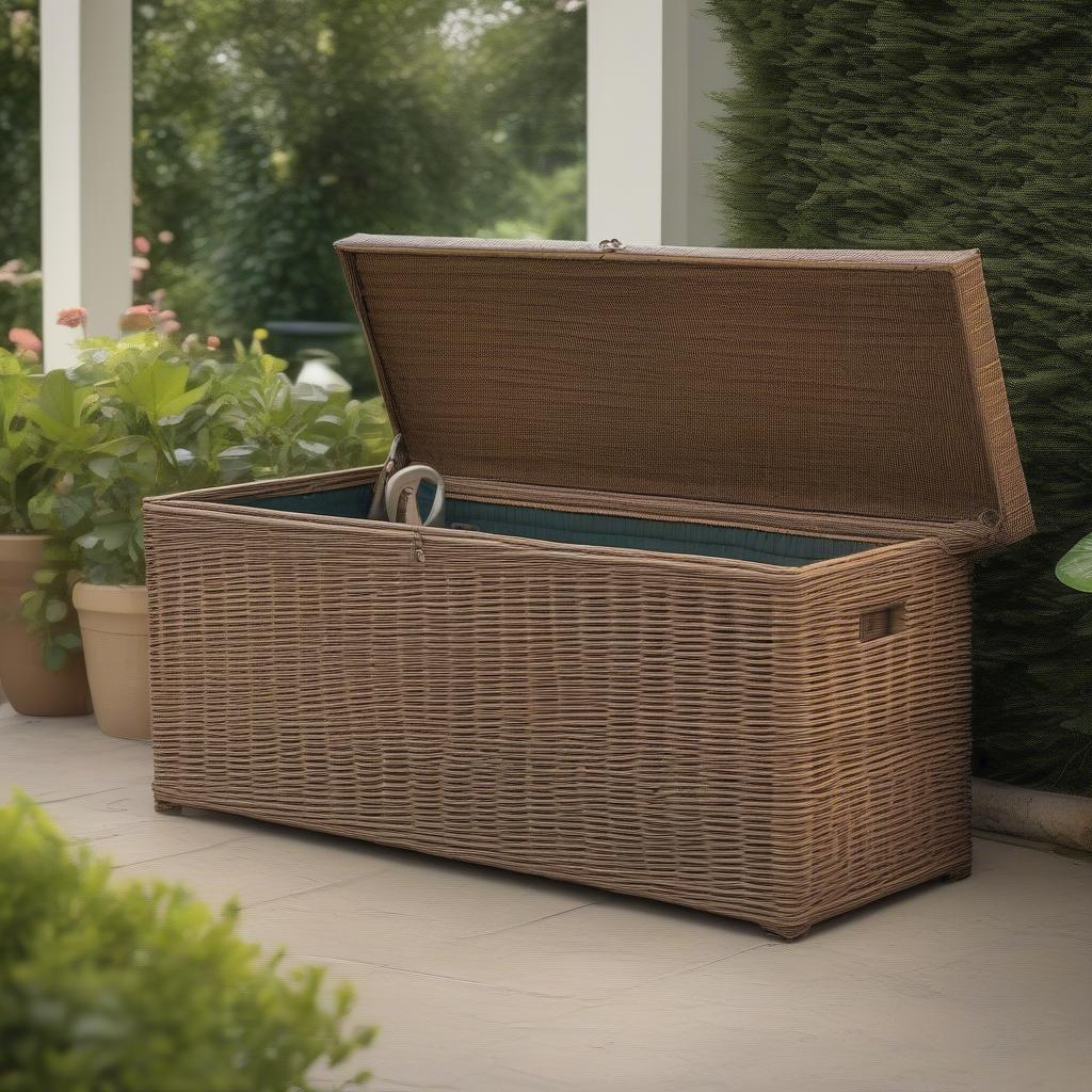 Waterproof Wicker Storage Box in a Garden Setting