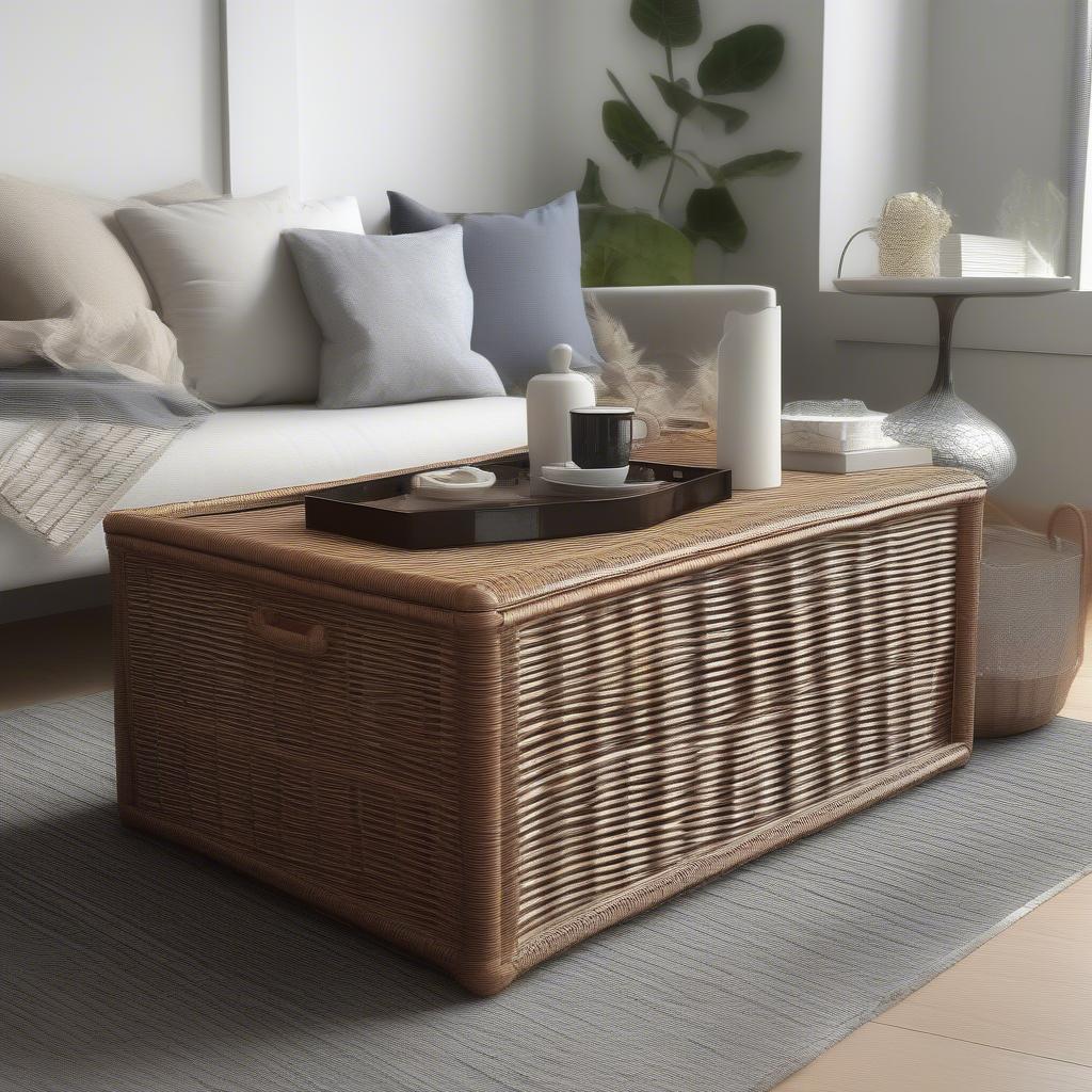 Waterproof Wicker Storage Box in a Living Room