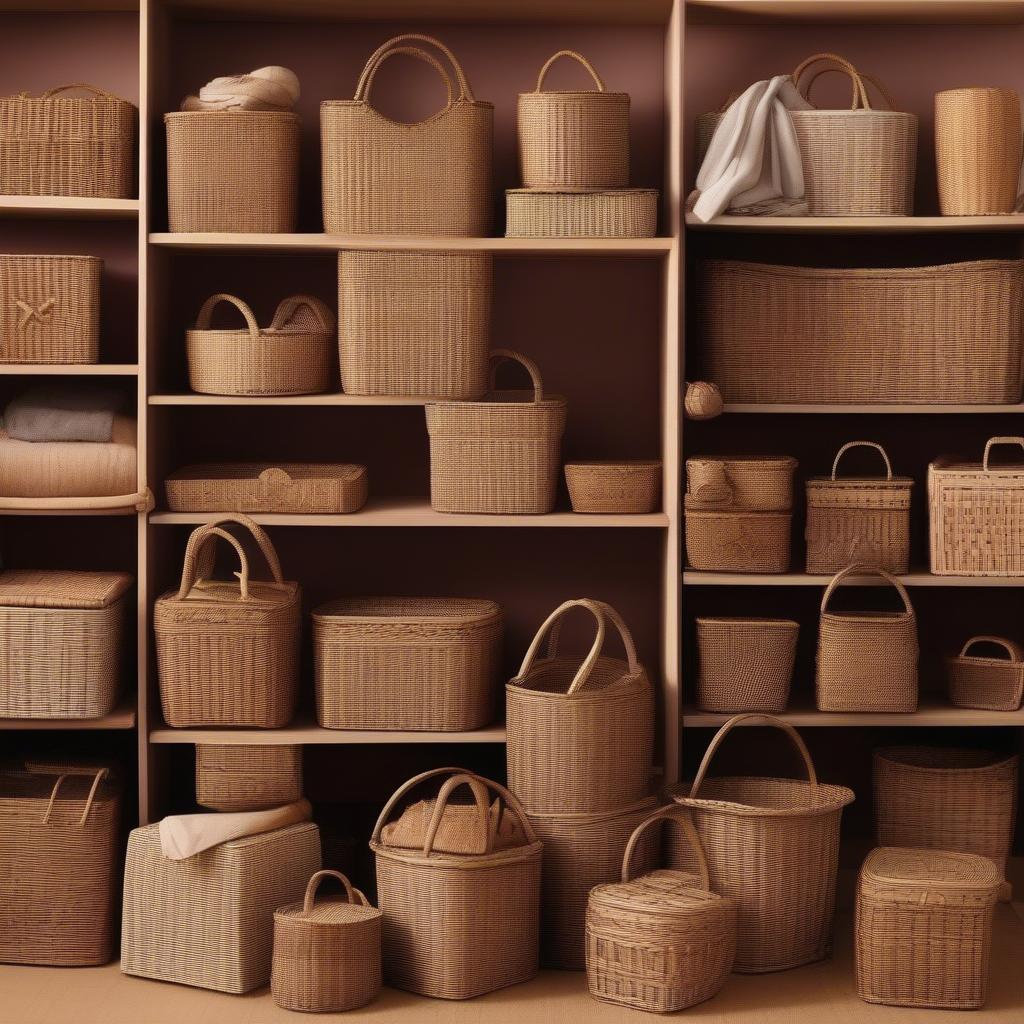 Variety of Weave Wicker Storage Baskets