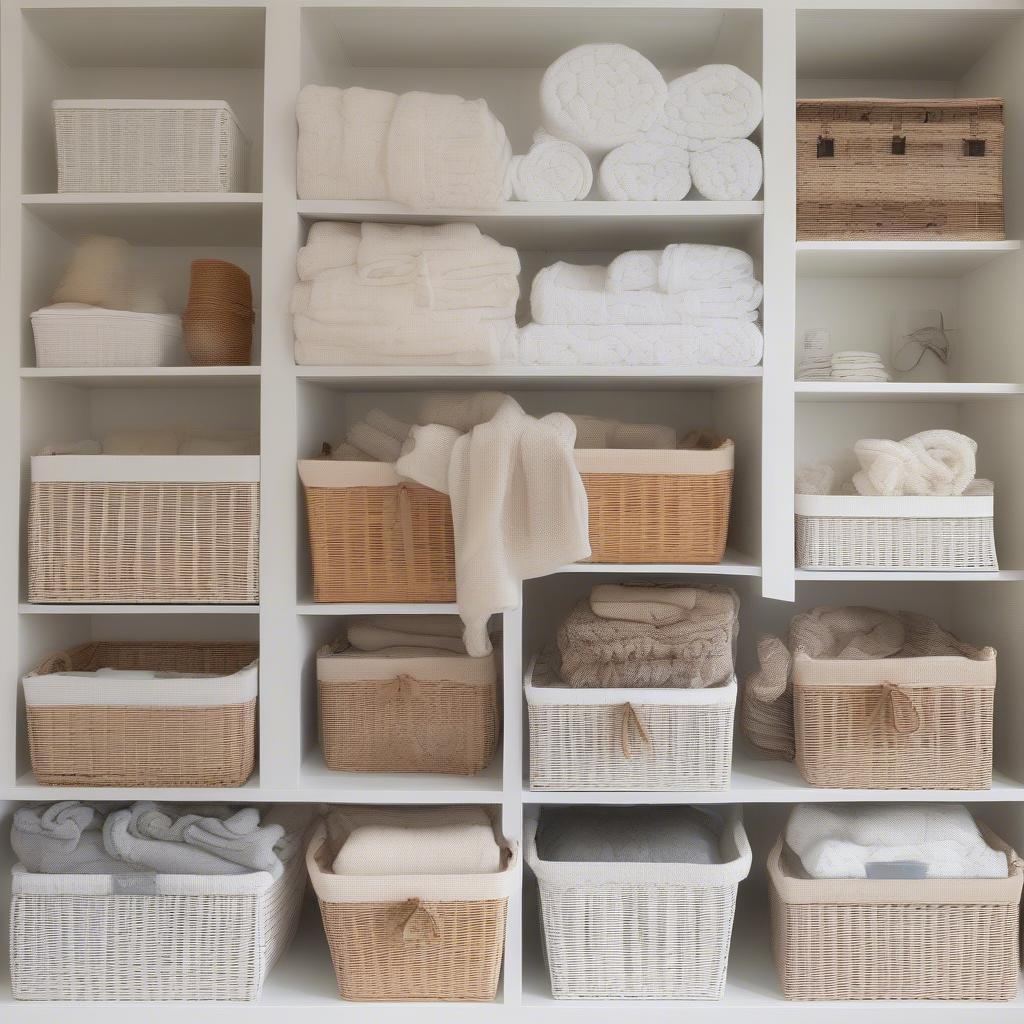 White Wicker Basket Storage Options