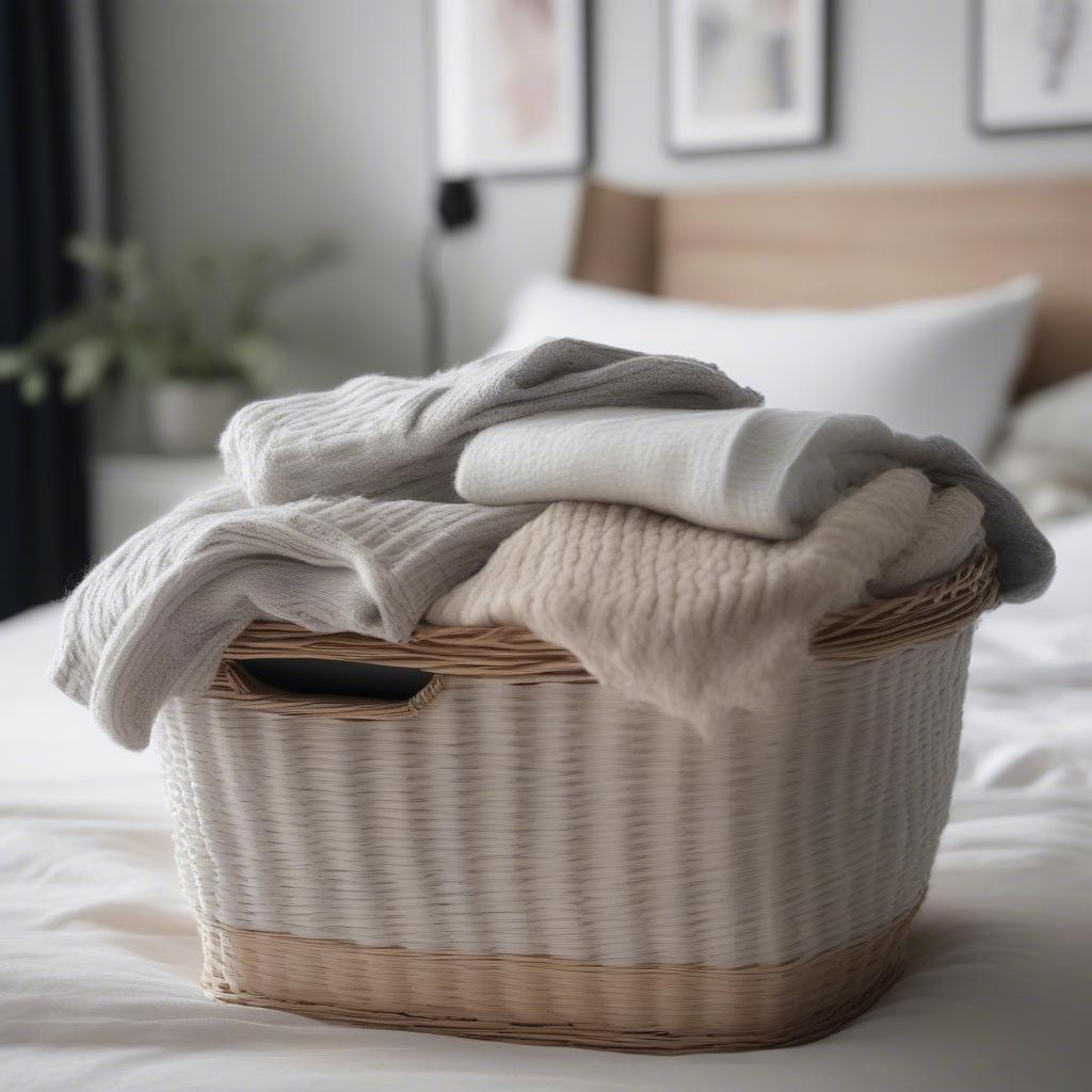 White wicker baskets for bedroom storage