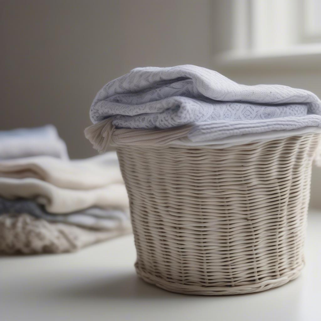 White Wicker Baskets Lined for Bedroom Organization