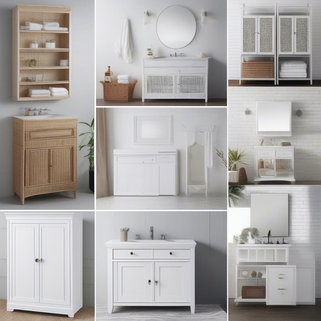 Different Styles of White Wicker Bathroom Cabinets