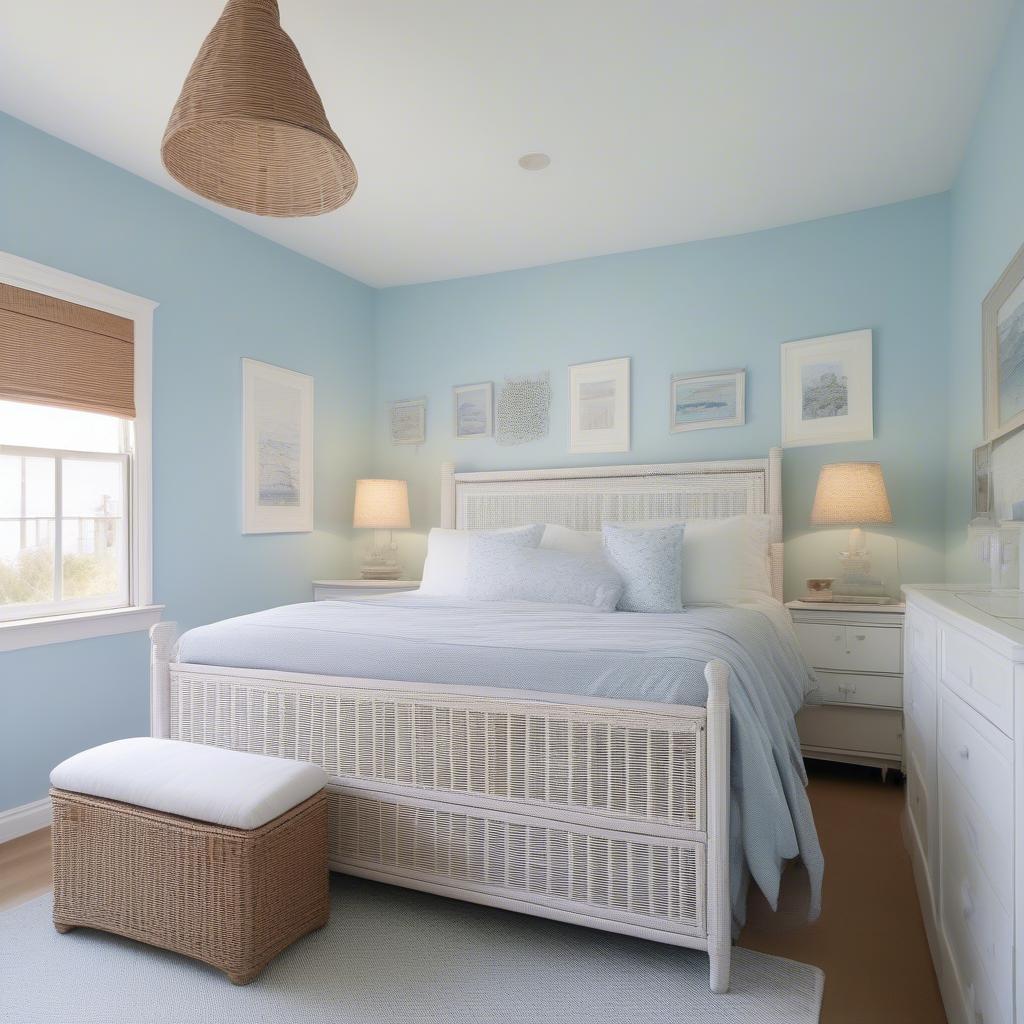 White Wicker Cabinet in a Bedroom Setting