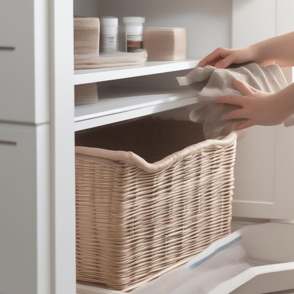 Cleaning a White Wicker Cabinet