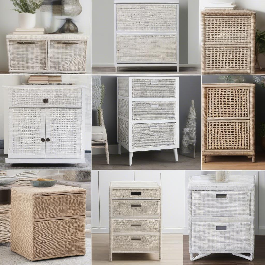 Different Styles of White Wicker File Cabinets