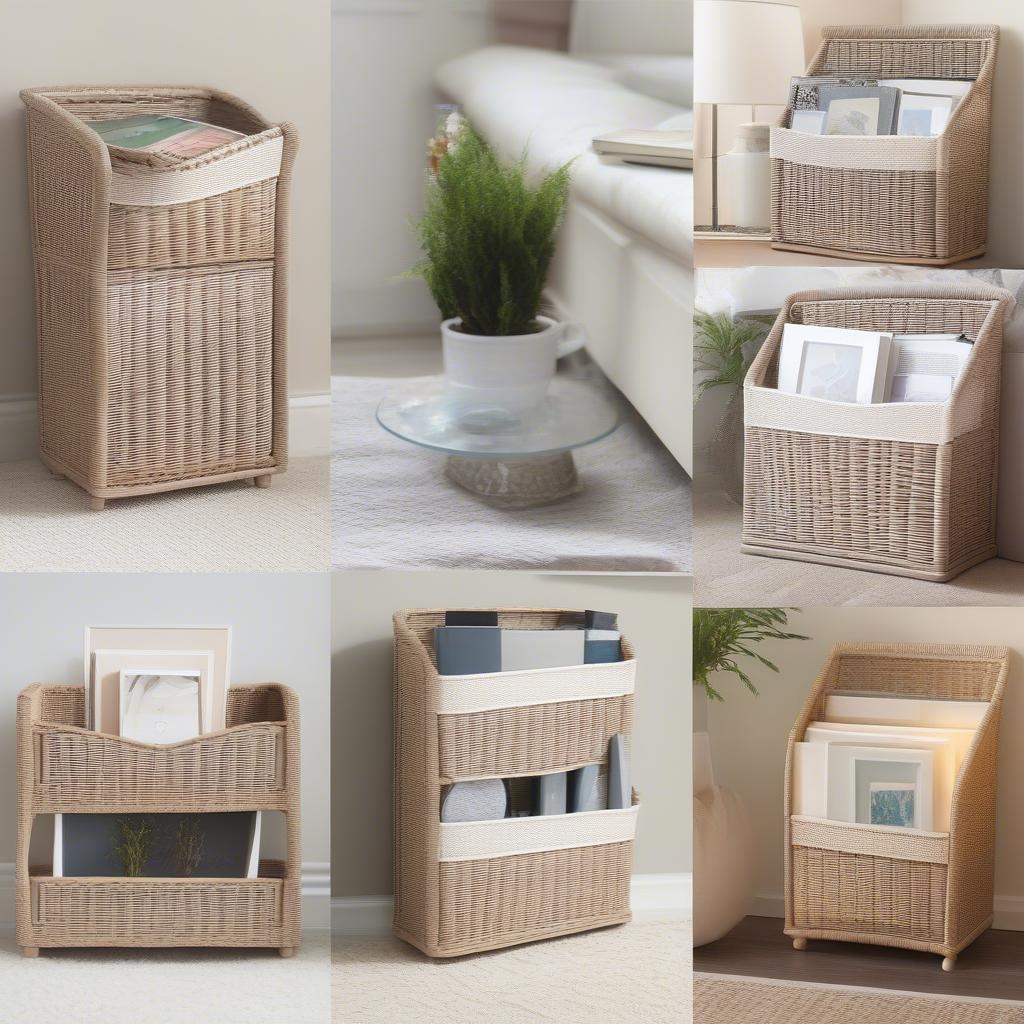 White Wicker Magazine Holder Placement Ideas