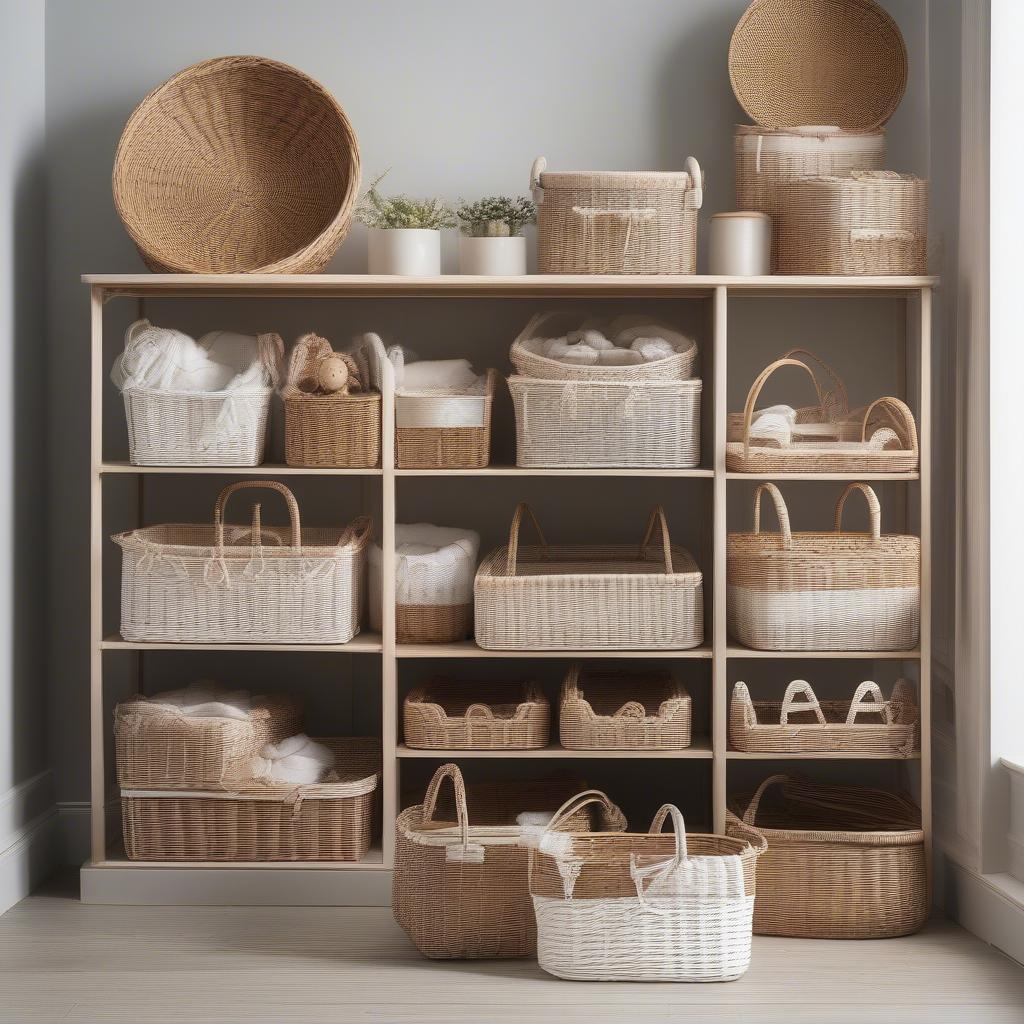 White Wicker Storage Baskets at Asda in Different Sizes