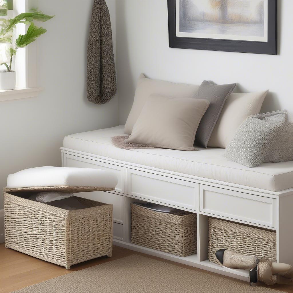 White Wicker Storage Bench Sizes