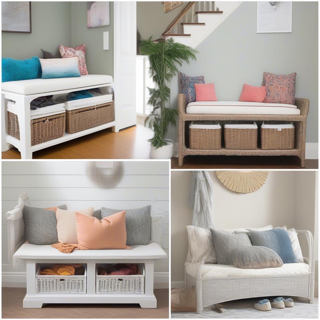 White Wicker Storage Bench Styling Ideas