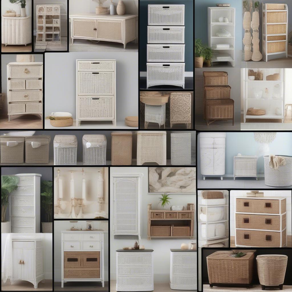 Different Styles of White Wicker Storage Cabinets