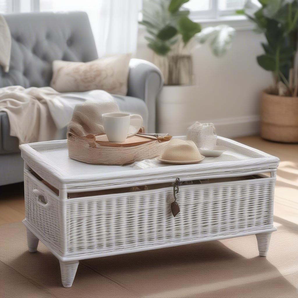 White Wicker Storage Chest Styling Ideas for the Living Room