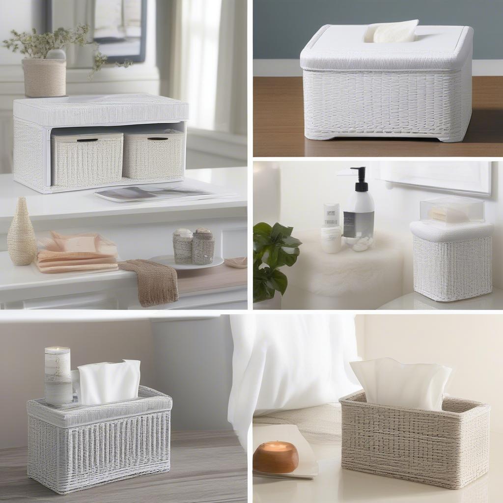 White Wicker Tissue Box Holders in Different Rooms