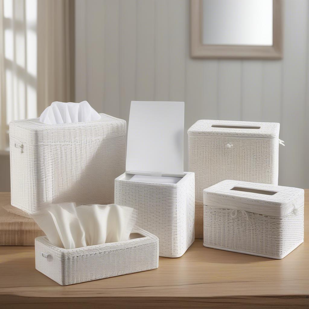 White Wicker Tissue Box Holder Styles