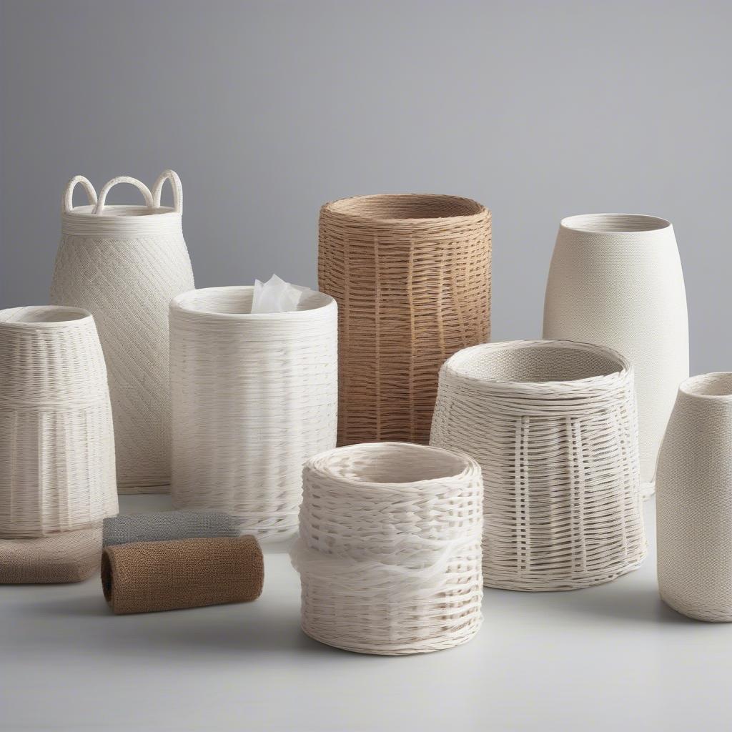 White Wicker Tissue Boxes with Different Weaves