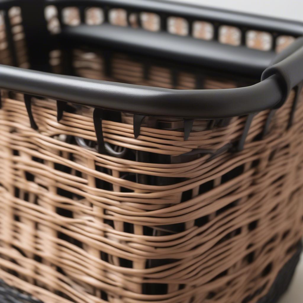 Wicker and Wrought Iron Storage Basket