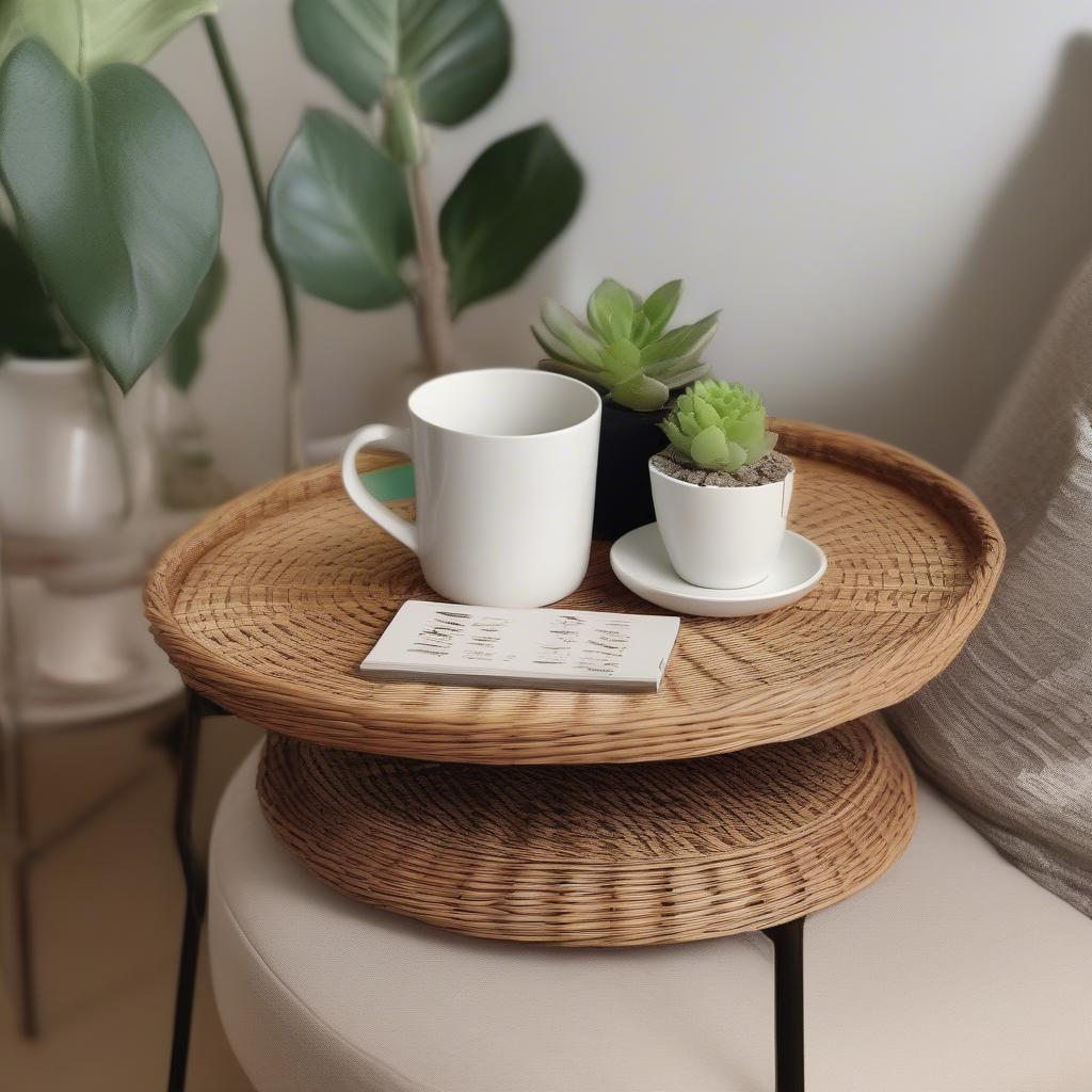 Styling a Wicker Arm Cup Holder Table